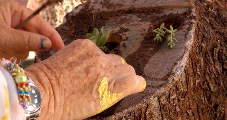 plantando jardín