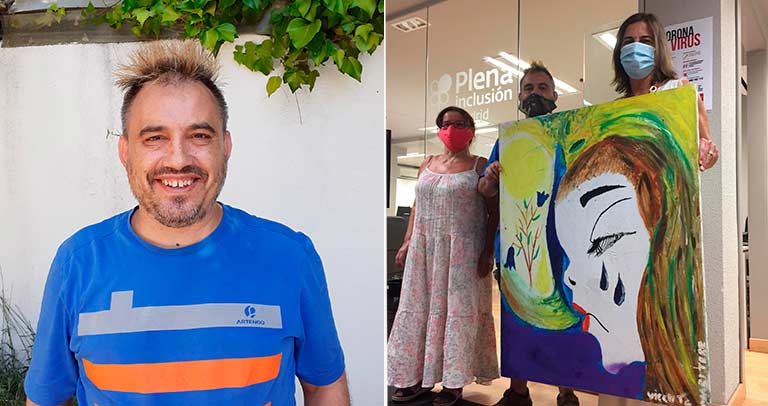 Vicente Ballesteros y su cuadro homenaje a las mujeres maltratadas