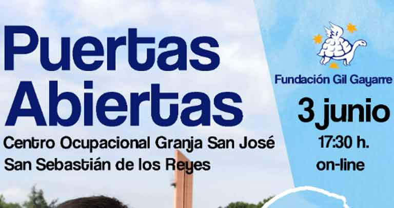 Fragmento del cartel de promoción de la Jornada de Puertas Abiertas del CO Granja San José de Fundación Gil Gayarre, el próximo 3 de junio
