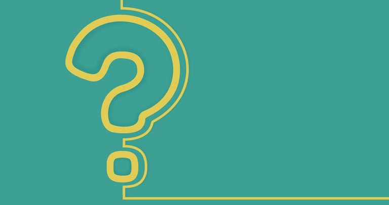 Interrogación amarilla sobre fondo verde